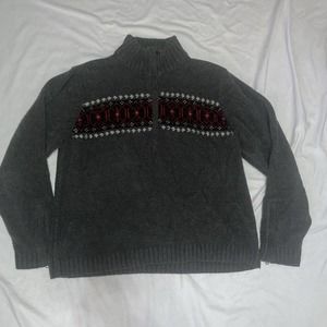 Columbia Women’s 1/4 Zip Up‎ Gray Wool Acrylic Nylon Knit Sweater Sz XL